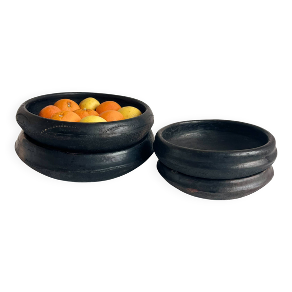 Plat Abron ''Kânâh'' en terre cuite fumée   Ø 23cm  diamètre   Bol africain