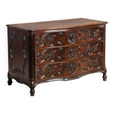 Commode ancienne baroque en noyer, France, XVIIIe siècle