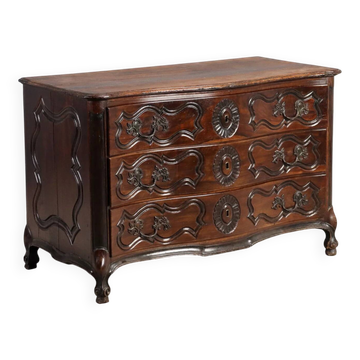 Antique baroque walnut commode, France, 18th century