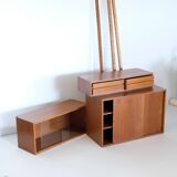 Modular teak wall shelf