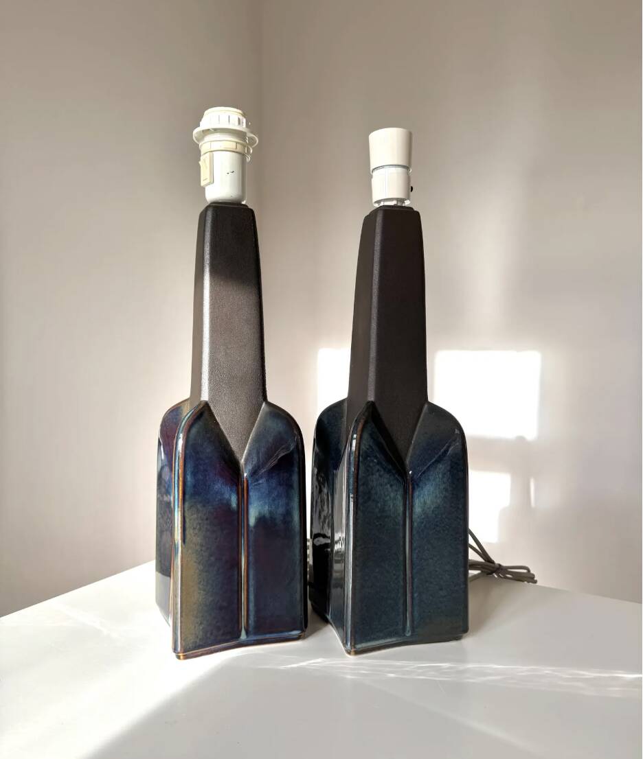 Stoneware ceramic table lamps by Einar Johansen for Søholm Stentøj, 1970s, set of 2