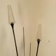 Lampadaire roseaux vintage Arlus en laiton patiné et verre années  60