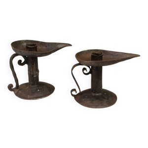 paire de bougeoirs brutaliste