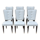 Set of 6 vintage chairs from the 50s-60s – Blue faux leather – Tapered legs