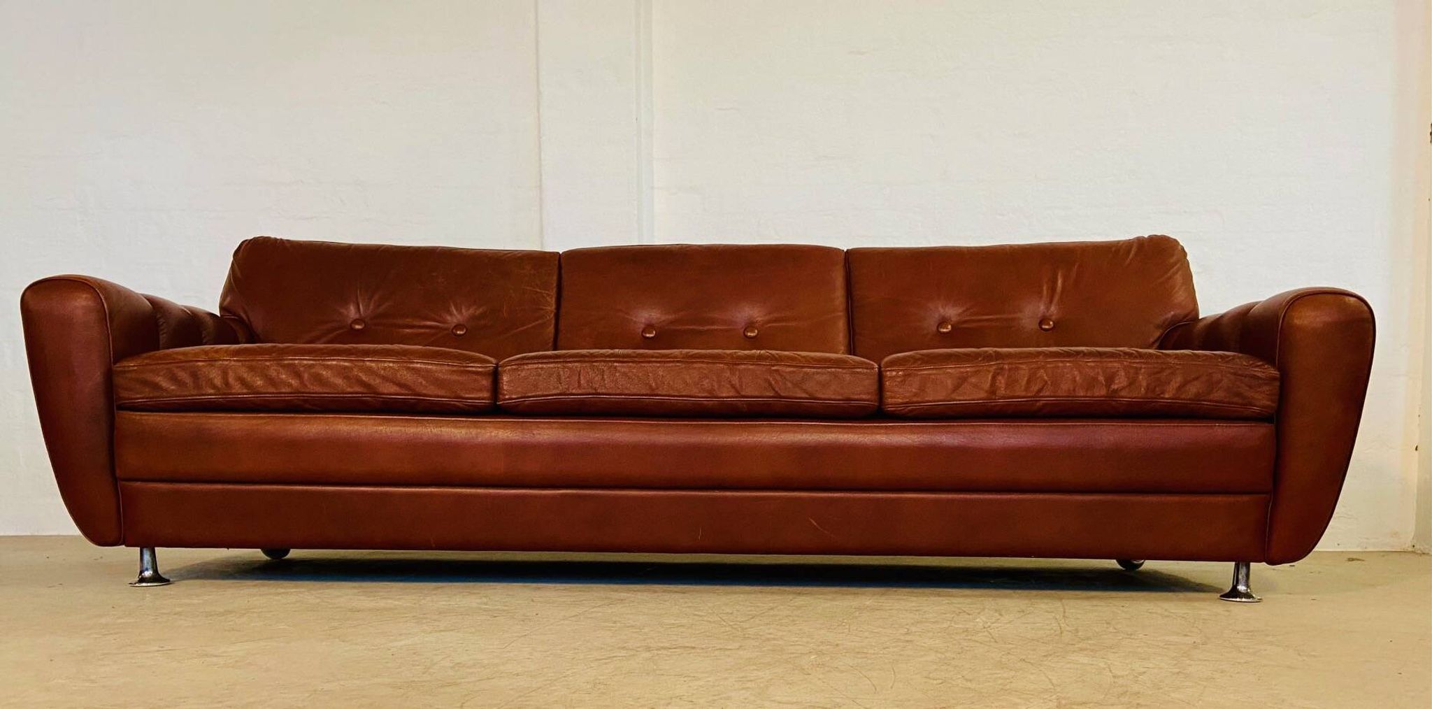 Vintage Danish mid-century Svend Skipper leather club chairs 1970s