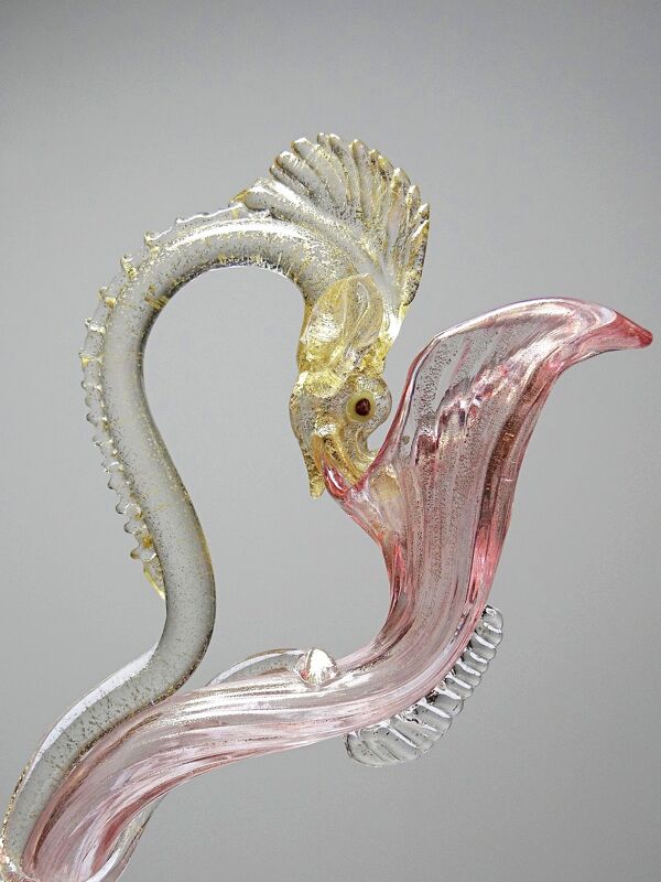 Aiguière au dauphin Antonio Salviati en verre de Murano, XIXe siècle