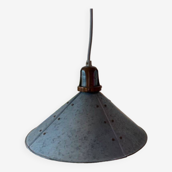 Pair of Riveted pendant lights - industrial / vintage