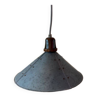 Pair of Riveted pendant lights - industrial / vintage