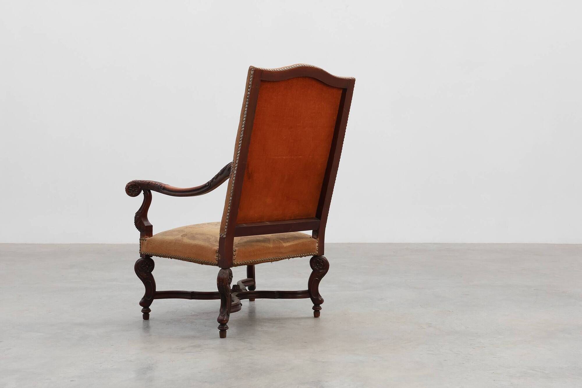 Louis XV Style Carved Walnut Armchair with Needlepoint Upholstery, France