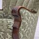 1960s, Danish armchair, green furniture velour, solid oak wood.