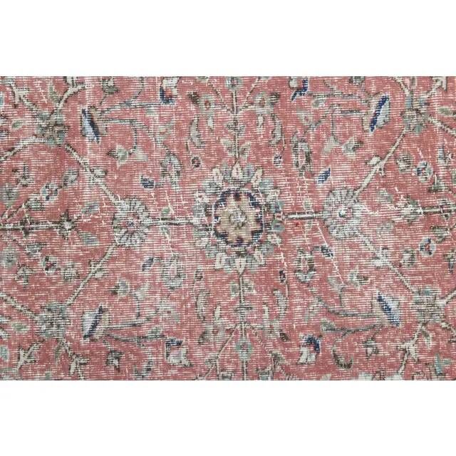 1970s Vintage Turkish Handmade Wool Pink Oversized Area Rug 212x290