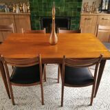 Table set and 6 Scandinavian Vintage Chairs in Teck