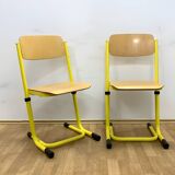 Retro chairs, metal & veneer, 1980s (set of 2)