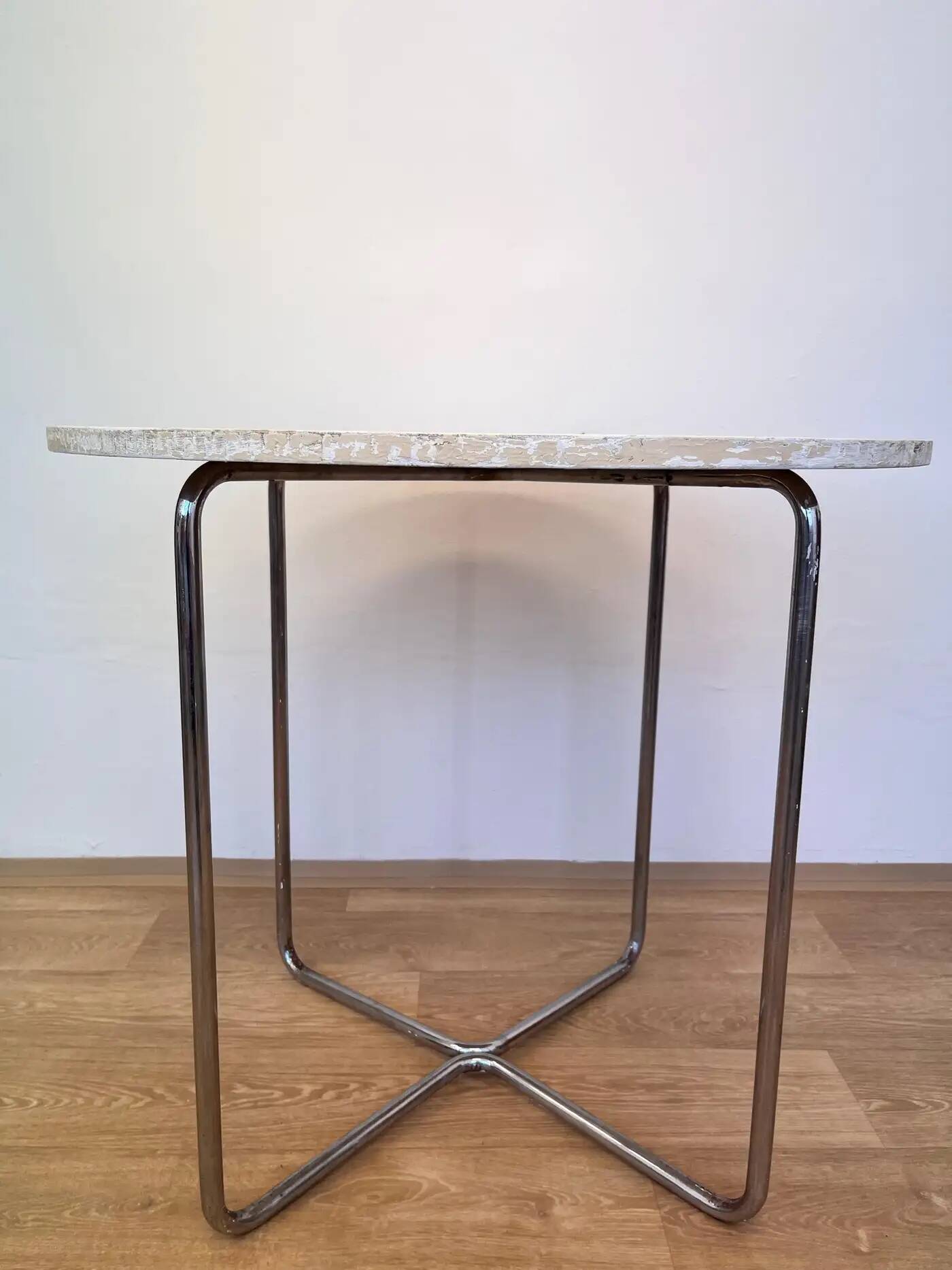 1930s original chrome Bauhaus tubular steel table by Robert Slezak