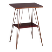 Vintage metal side table with double glass top, Italy, 1960s.
