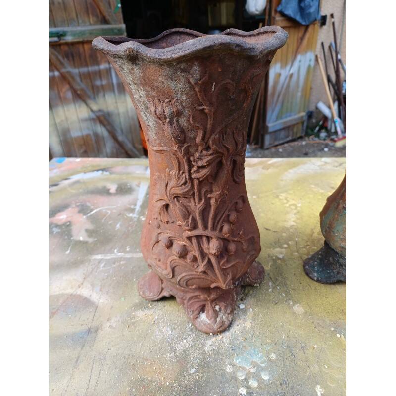 3 cast iron vases 1900 Charleville-Mézières