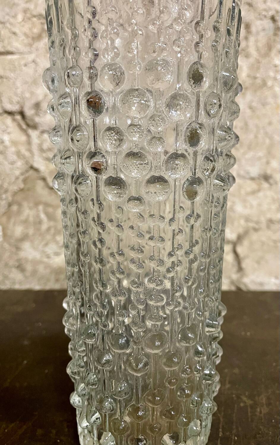 Vintage molded glass vase – Sklo Union (Czechoslovakia), 1960s/