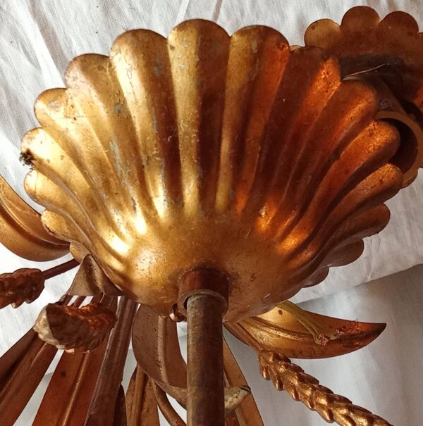 Lustre vintage épi gerbe de blé métal doré