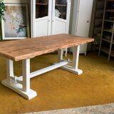 Raw wood table top.