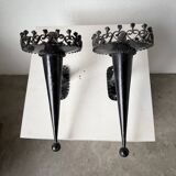 Black metal brutalist wall lights