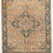 Navy Blue & Peach Oriental Persian Rug, Oriental Pattern Living Room Decor