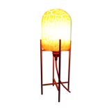 Lampe à poser en verre soufflé orange craquelé