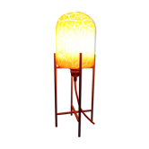 Lampe à poser en verre soufflé orange craquelé