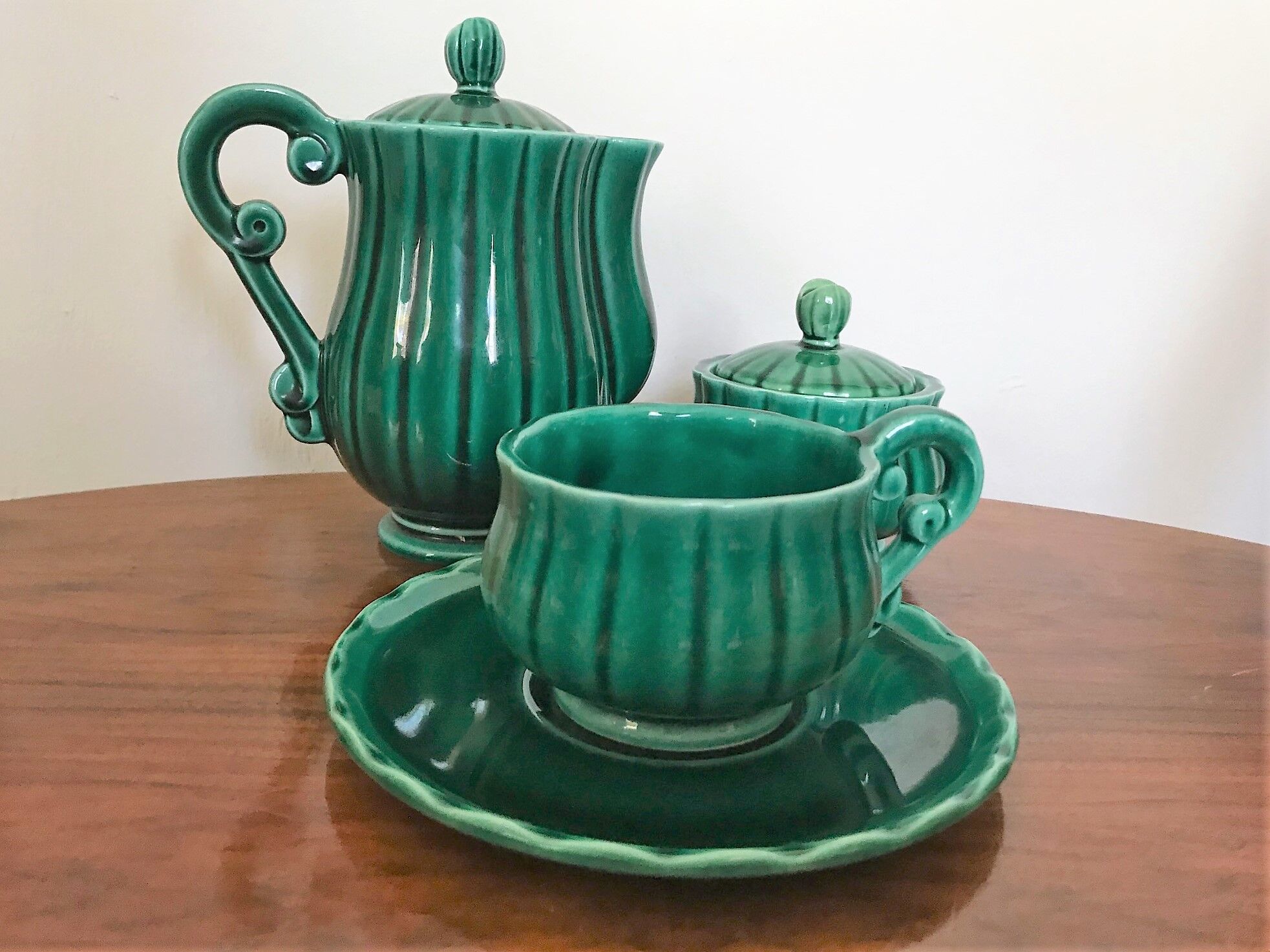 Art Deco selfish breakfast service signed Jean Pobery 1946