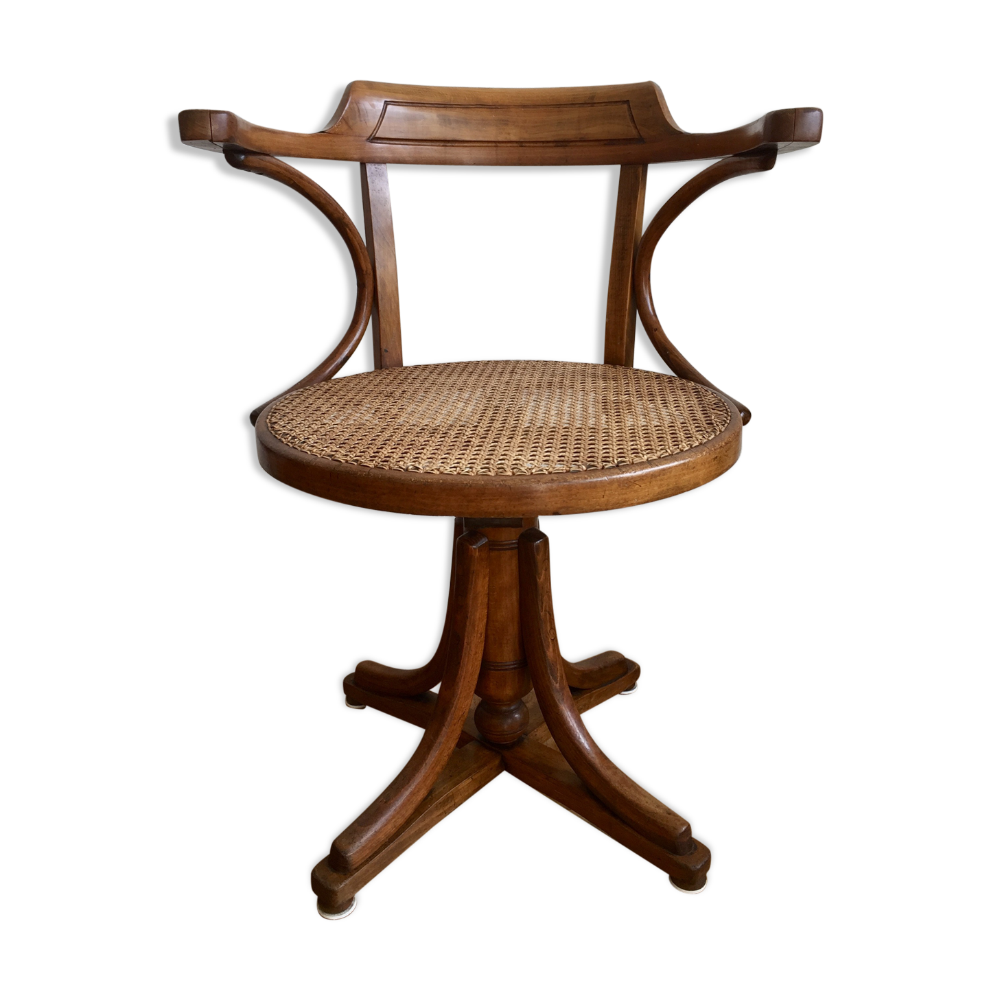 Fauteuil américain de bureau canné Baumann