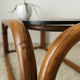 Table basse en bambou et verre fumé vintage