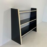 Italian Art Deco Bookcase in Parchment and Black Lacquer