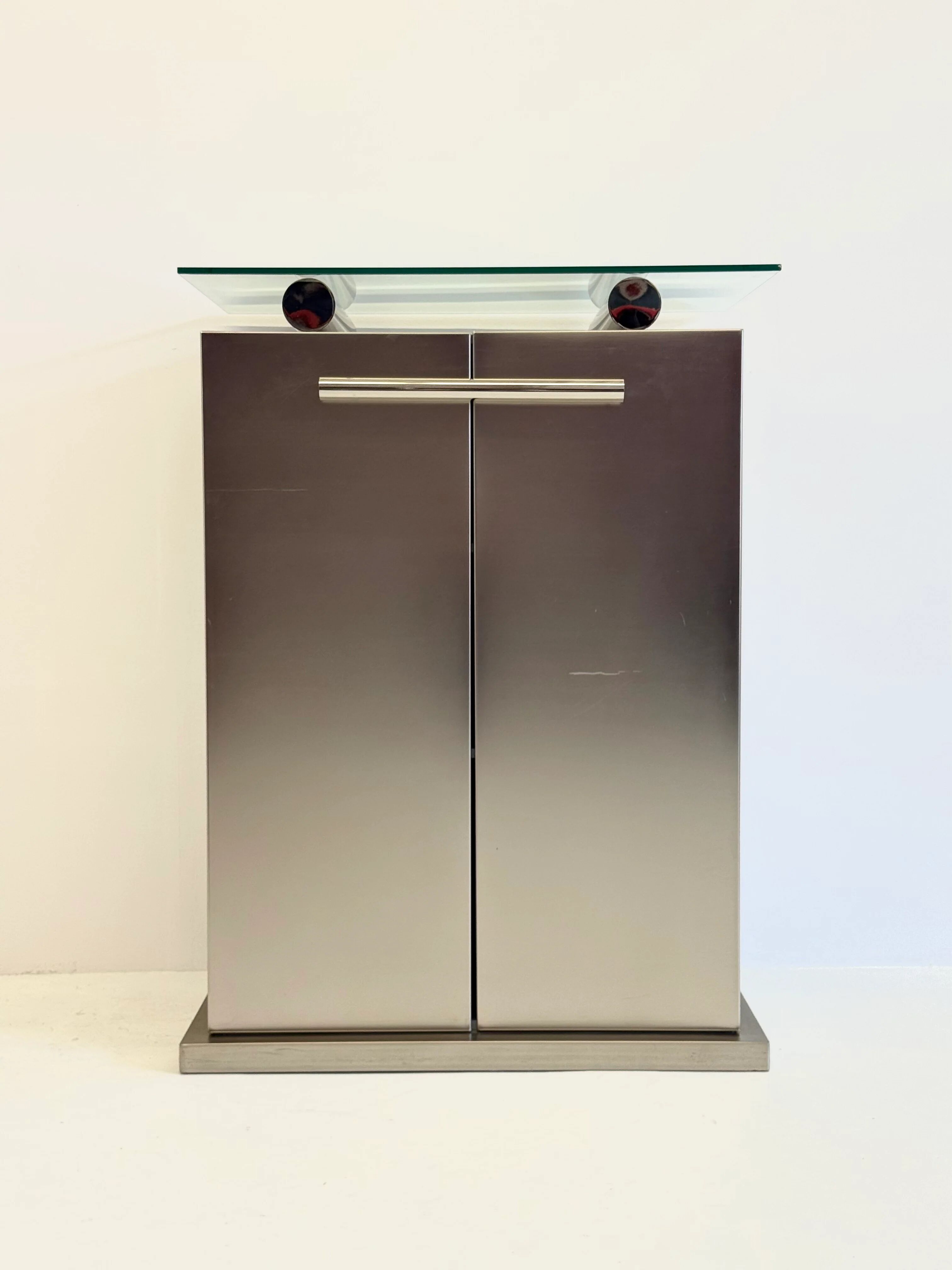 Postmodern aluminium bar cabinet by Belgochrom