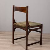 Lot de 4 chaises vintage années 60 en bois et velours vert design italien