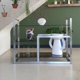 Metal and smoked glass console 1970