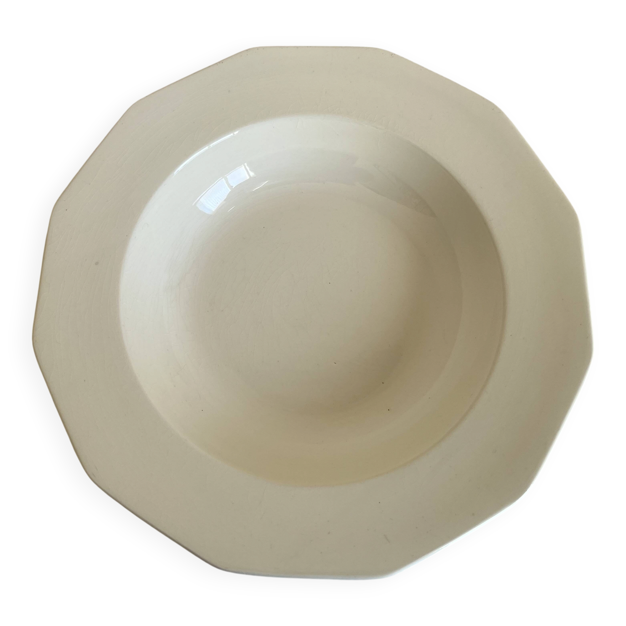 Octagonal fine earthenware table centrepiece 1920 white cream