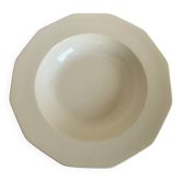 Plat centre de table octogonal faïence fine 1920 blanc crème
