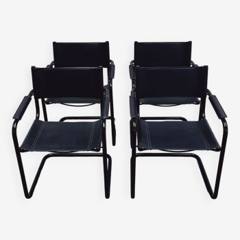 Vintage tubular frame chairs in black