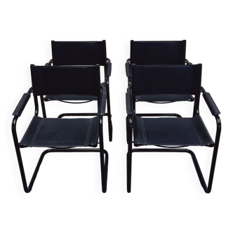 Chaises vintage à cadre tubulaire en noir