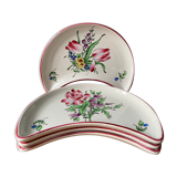 4 vintage half-moon cups in Lunéville earthenware