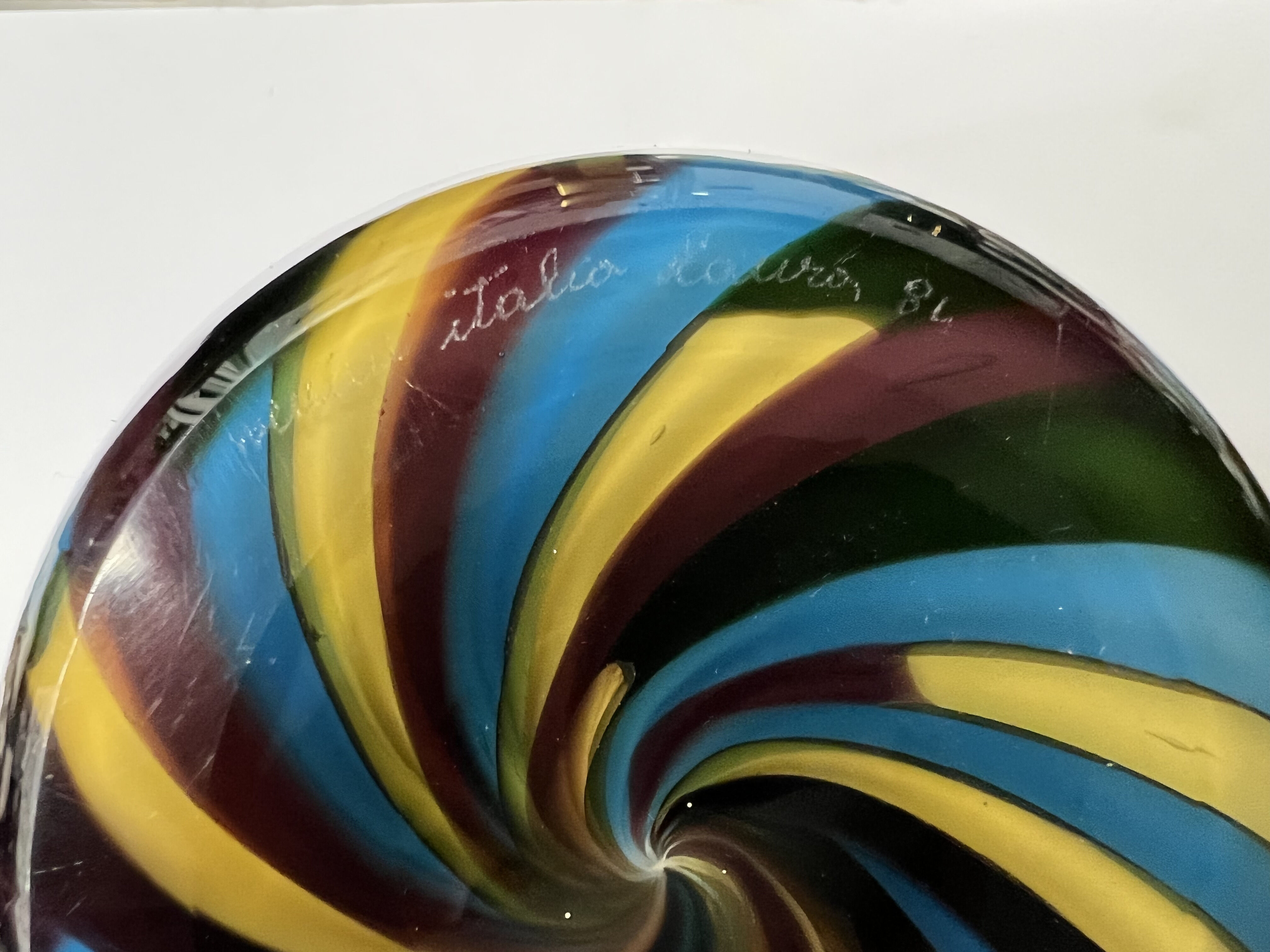 Laura de Santillana for Venini large vase blown glass Klee 1984