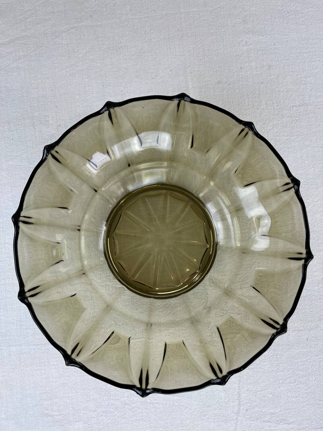Smoked glass Art Deco salad bowl