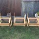 Vintage Scandinavian bench and armchairs of 4 pieces, 1 bench and 3 armchairs.