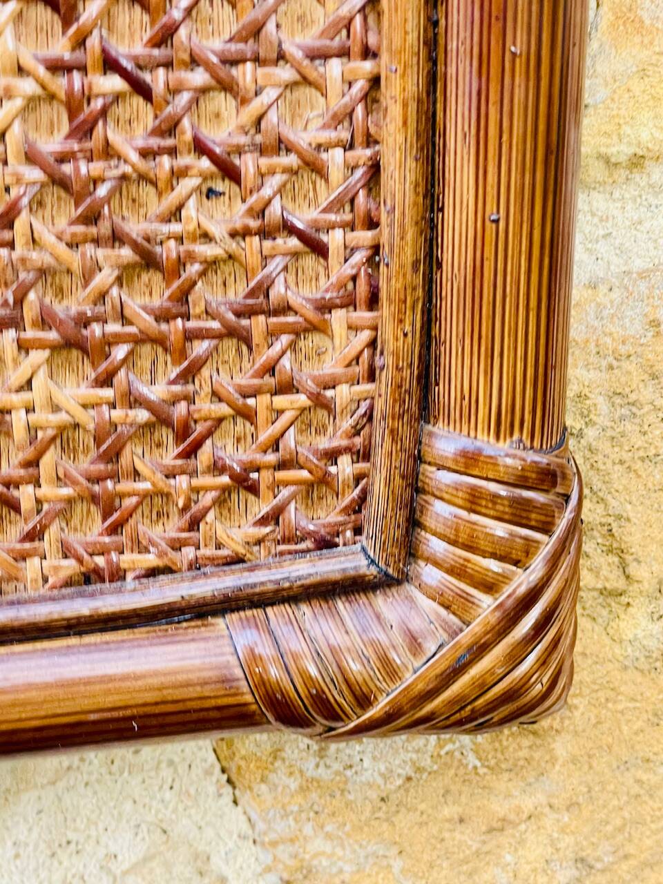 Vintage mirror, bamboo, caning and rattan, circa 1960s