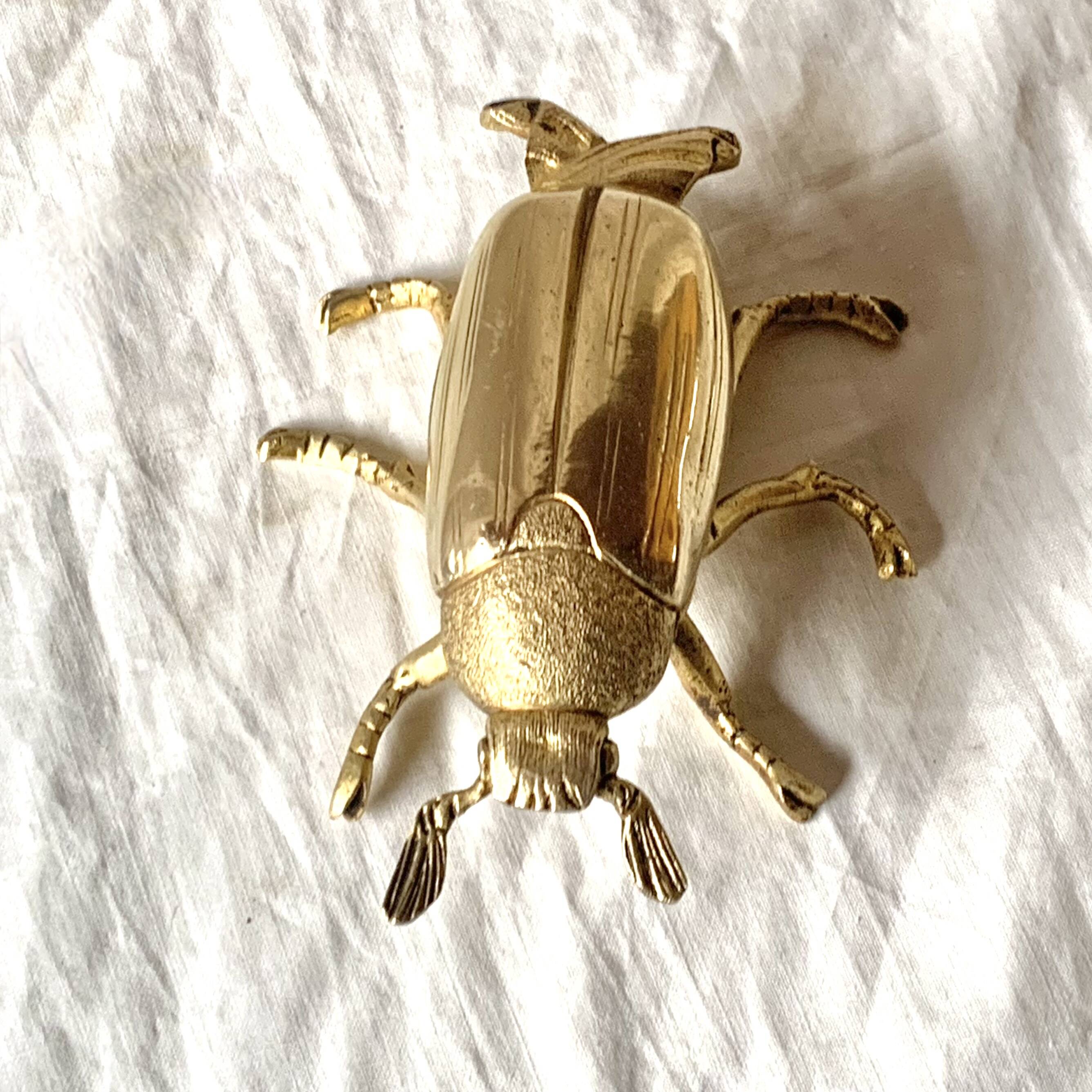 Vintage golden brass scarab