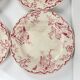 Set of 4 flat plates KG Lunéville Terre de fer, "Fontainebleau", pink, 19th century