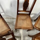 Art Deco table and six chairs in solid walnut, 20th century.