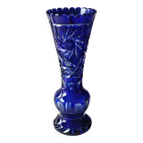 Vase en cristal de Bohème taillé. Col cranté. Étoiles sophistiquées, 26 cm