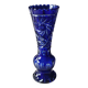 Bohemian cut crystal vase. Notched neck. Sophisticated stars, 26 cm