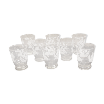 Set of 8 vintage 70s glasses with golden border