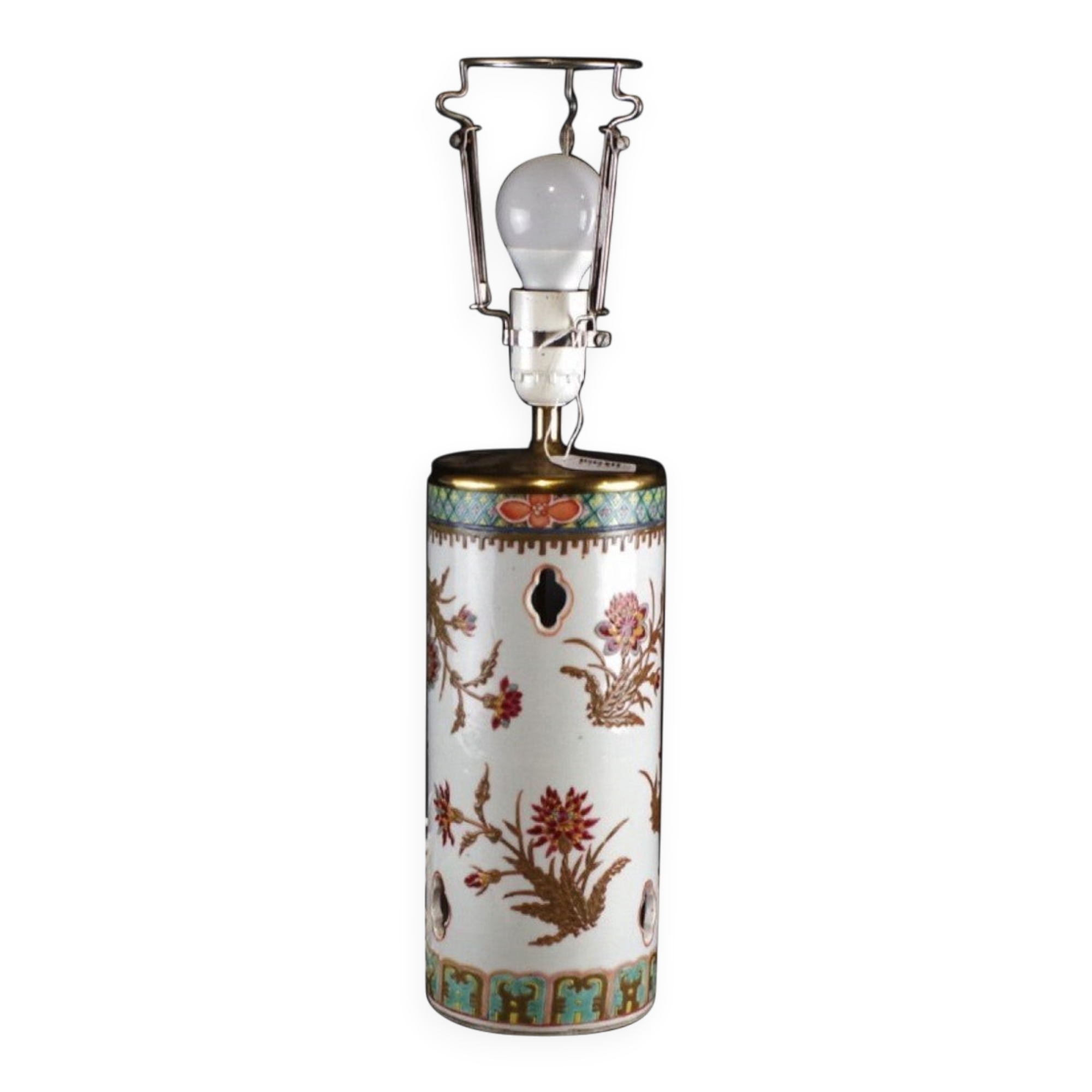 Hand-painted Flower Motif Porcelain Table Lamp, Qing Dynasty, China